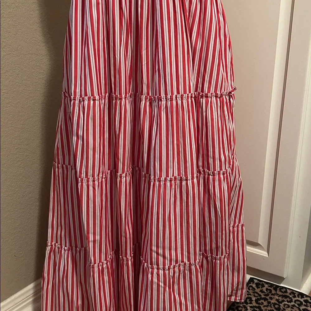 New Hill House The Ellie Nap Dress Cherry Red Stripe Maxi Smocked XL - Picture 5 of 10
